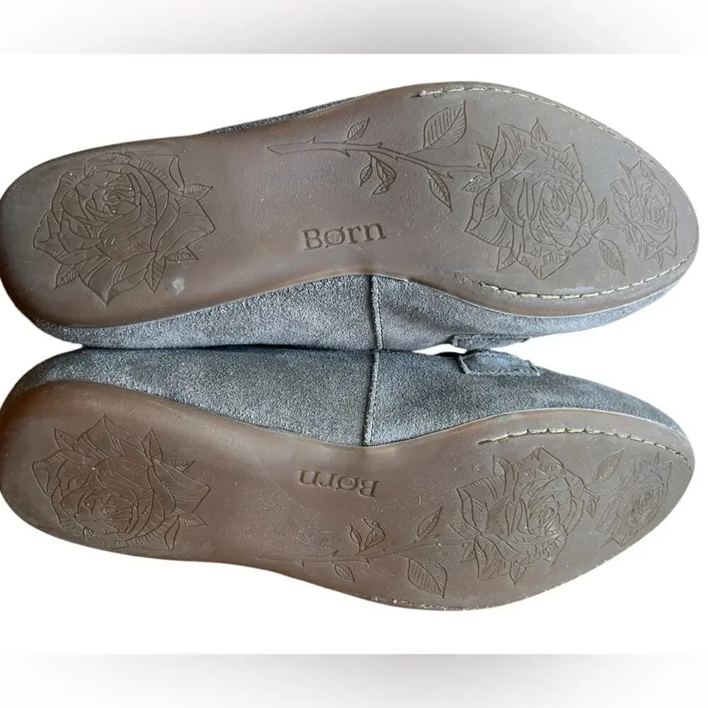 Born Braided Strap Slip-On Suede Loafer Mirror Gray - Size 9.5 Medium